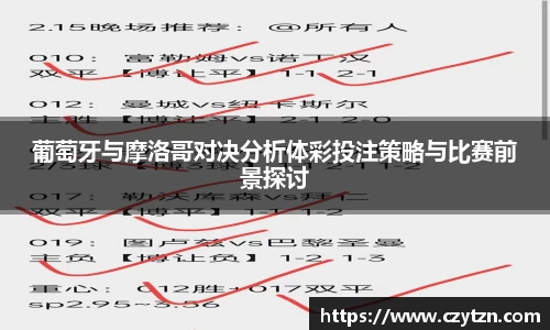 葡萄牙与摩洛哥对决分析体彩投注策略与比赛前景探讨